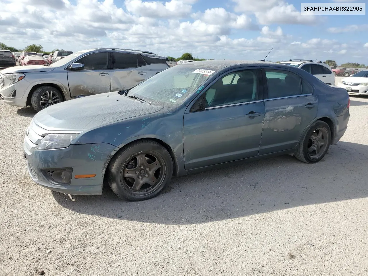 2011 Ford Fusion Se VIN: 3FAHP0HA4BR322905 Lot: 77323114