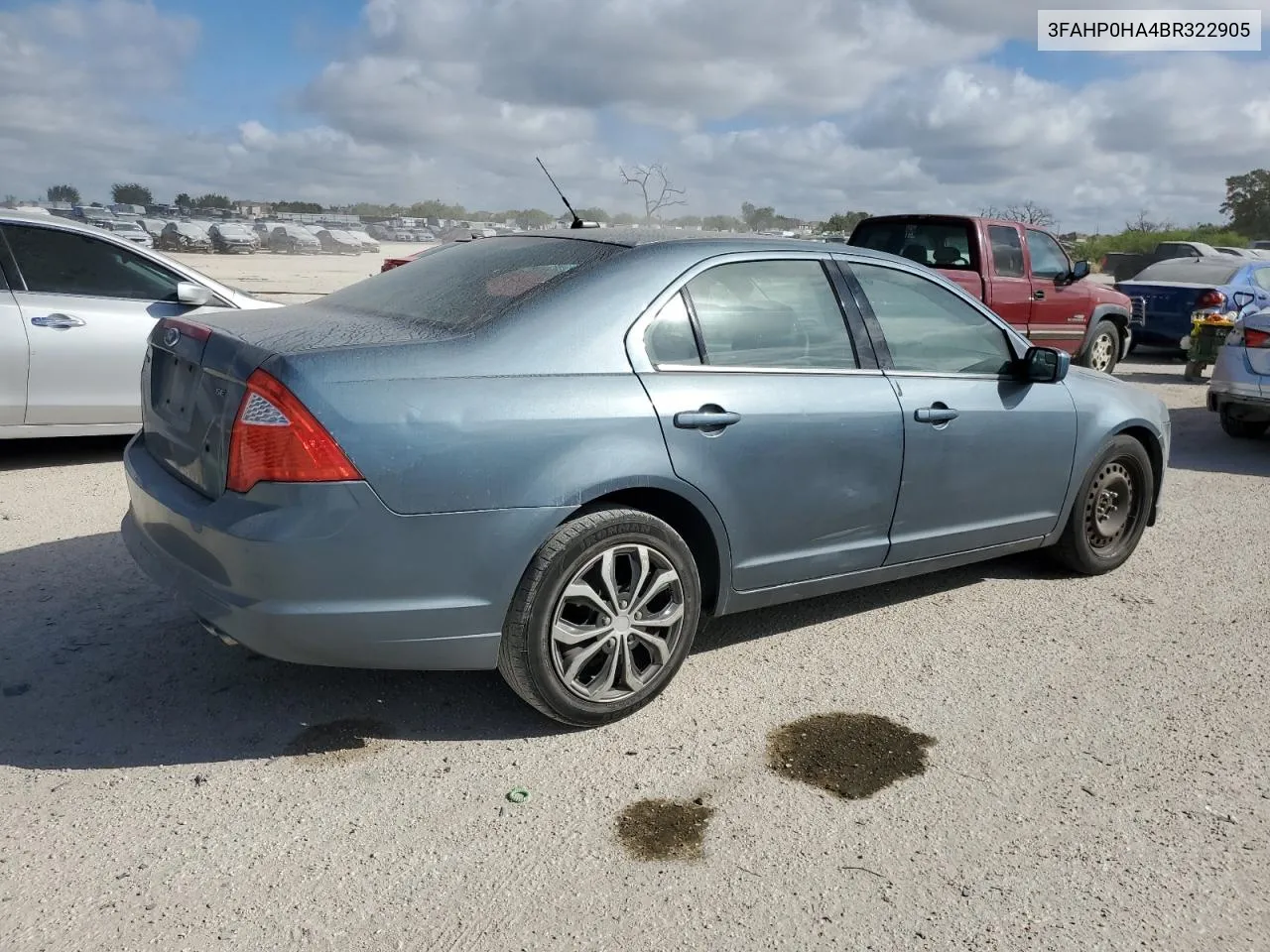 2011 Ford Fusion Se VIN: 3FAHP0HA4BR322905 Lot: 77323114