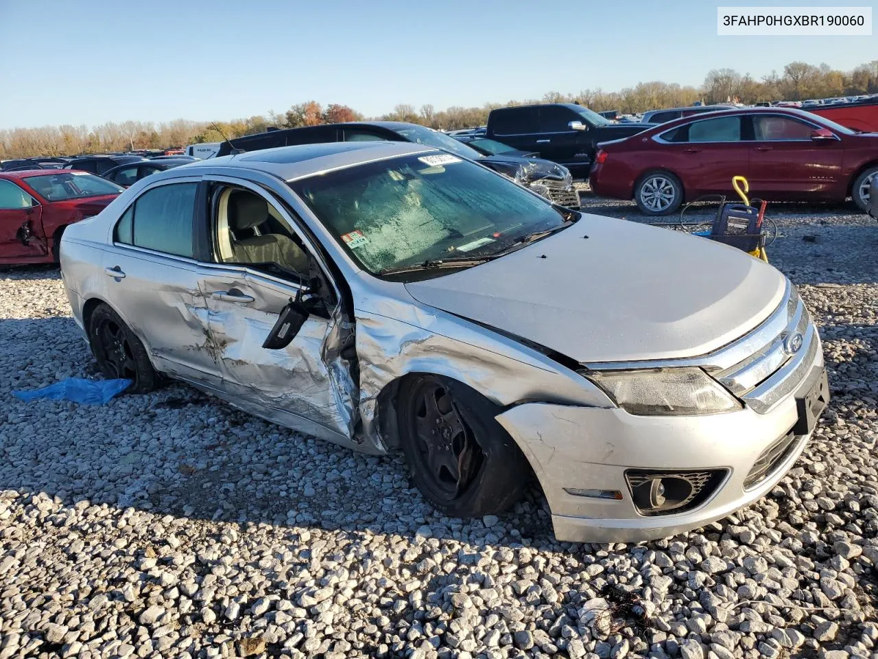 2011 Ford Fusion Se VIN: 3FAHP0HGXBR190060 Lot: 80138774