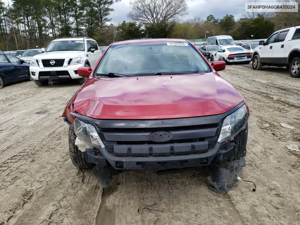 2012 Ford Fusion Se VIN: 3FAHP0HA6CR430024 Lot: 49288994