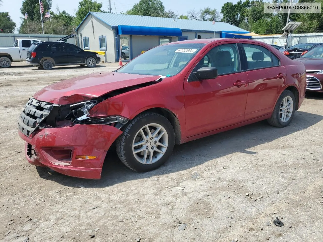 2012 Ford Fusion S VIN: 3FAHP0GA7CR365010 Lot: 64752664