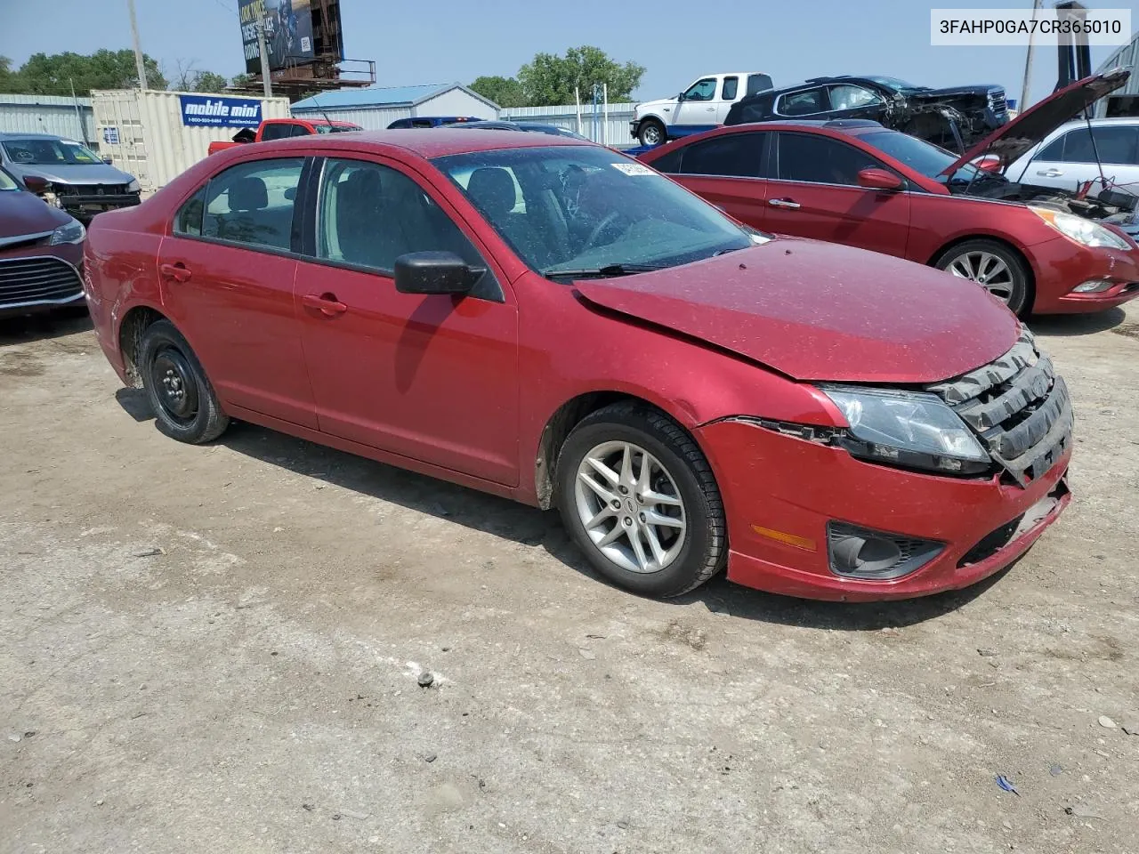 2012 Ford Fusion S VIN: 3FAHP0GA7CR365010 Lot: 64752664