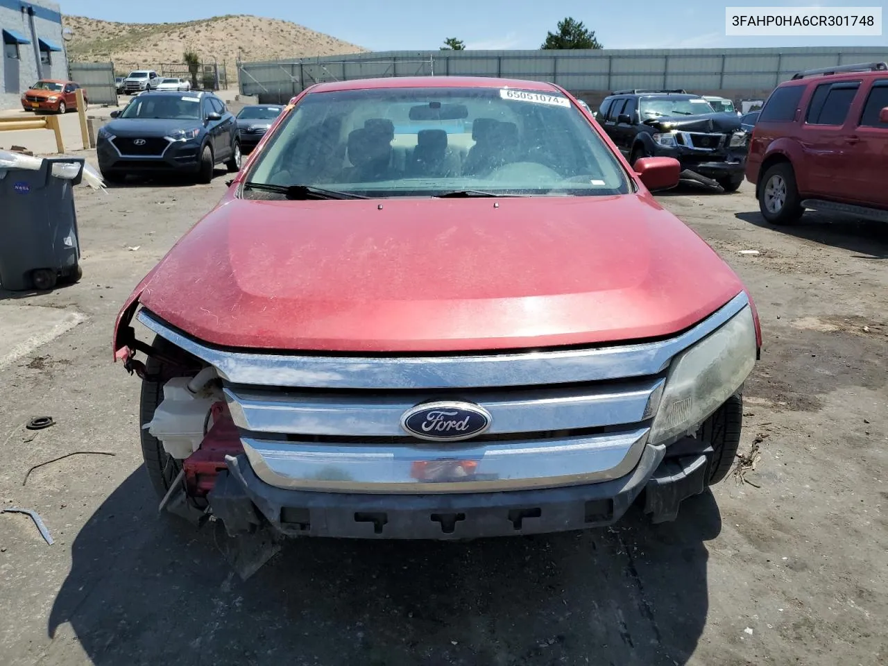 2012 Ford Fusion Se VIN: 3FAHP0HA6CR301748 Lot: 65051074