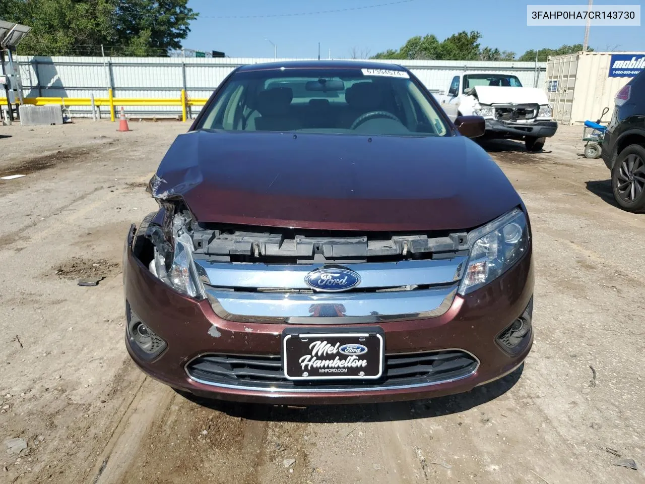 2012 Ford Fusion Se VIN: 3FAHP0HA7CR143730 Lot: 67394574