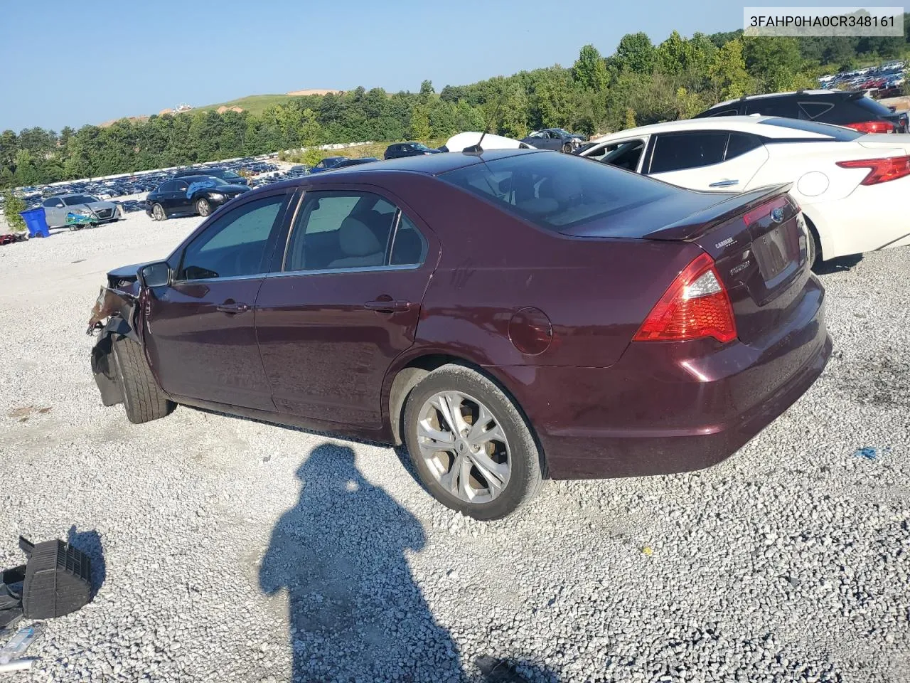 3FAHP0HA0CR348161 2012 Ford Fusion Se