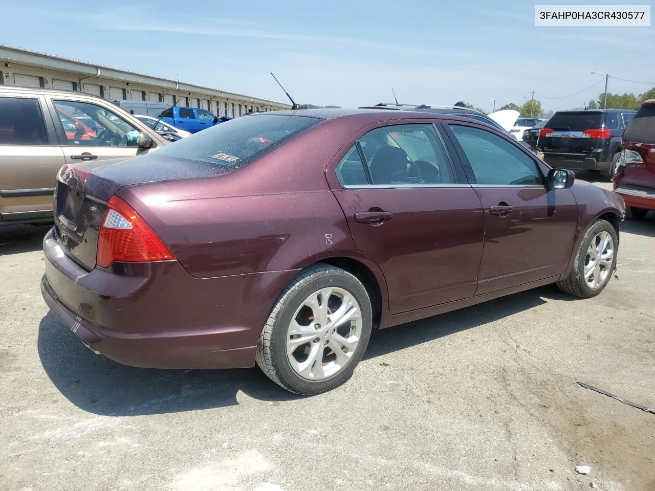 2012 Ford Fusion Se VIN: 3FAHP0HA3CR430577 Lot: 68542844