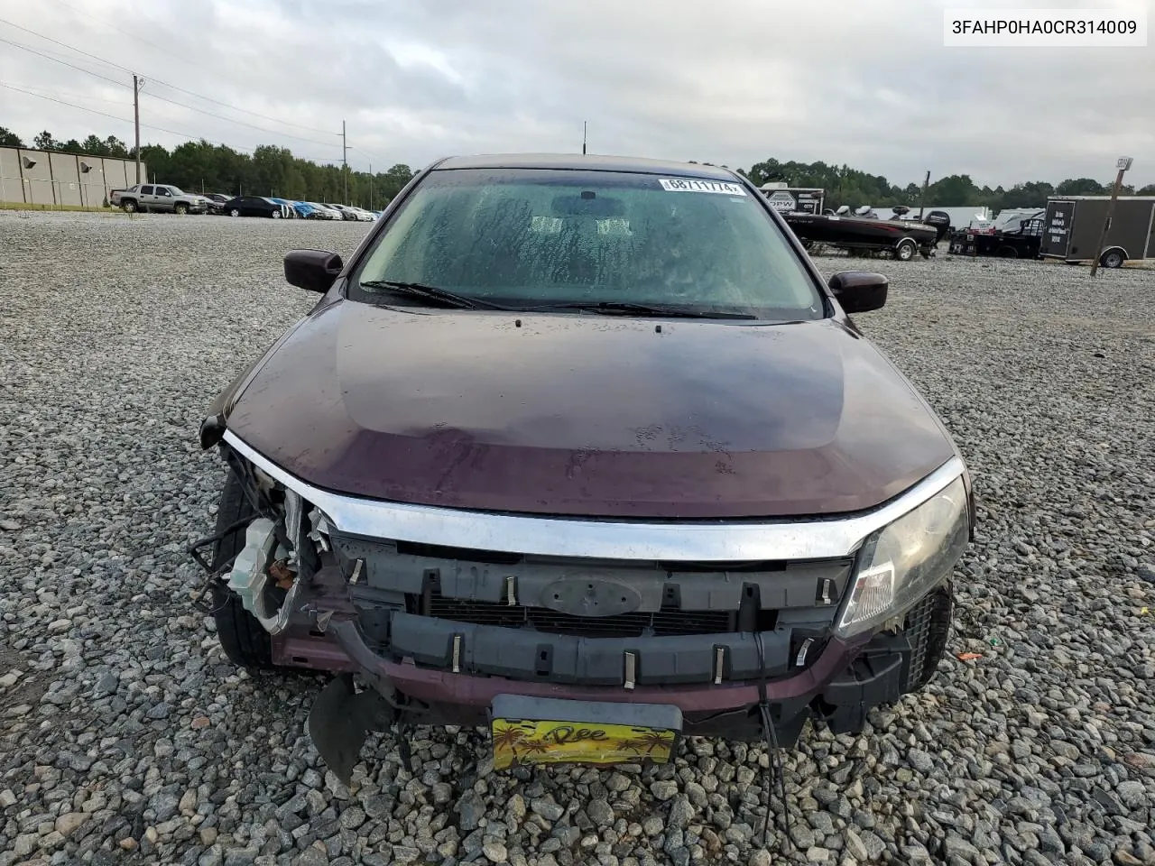 2012 Ford Fusion Se VIN: 3FAHP0HA0CR314009 Lot: 68711774