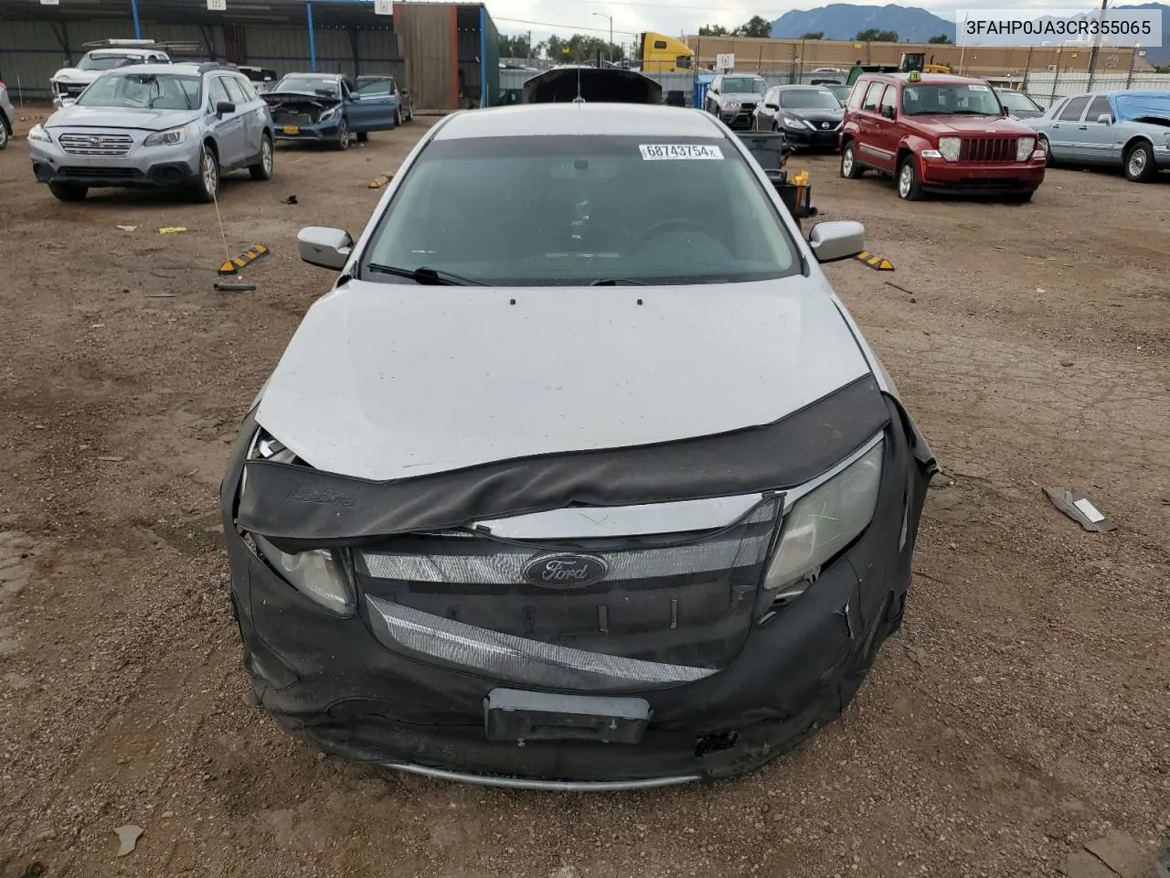 2012 Ford Fusion Sel VIN: 3FAHP0JA3CR355065 Lot: 68743754