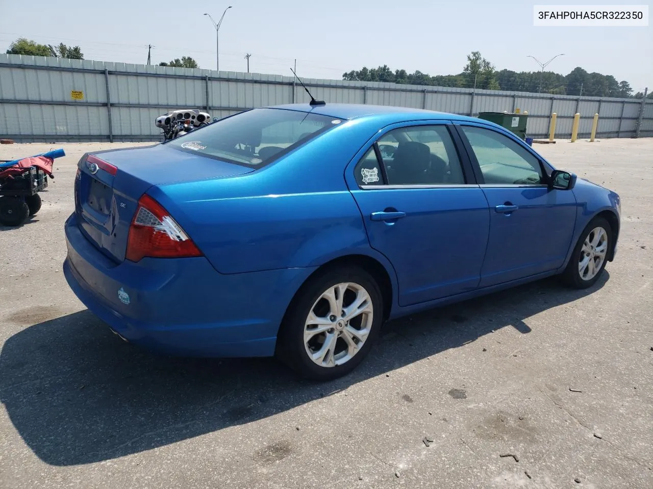 2012 Ford Fusion Se VIN: 3FAHP0HA5CR322350 Lot: 69171344