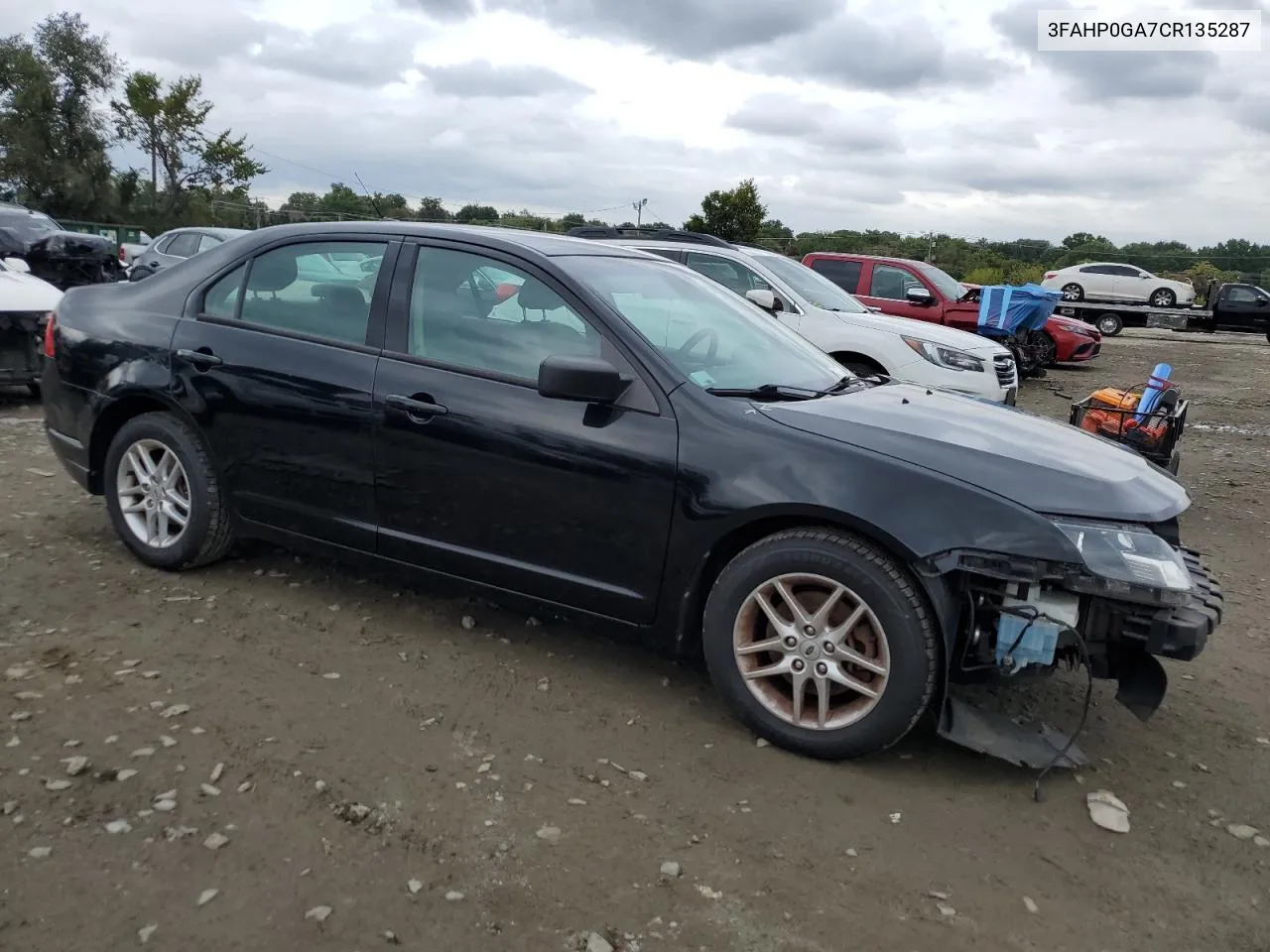 2012 Ford Fusion S VIN: 3FAHP0GA7CR135287 Lot: 70757384