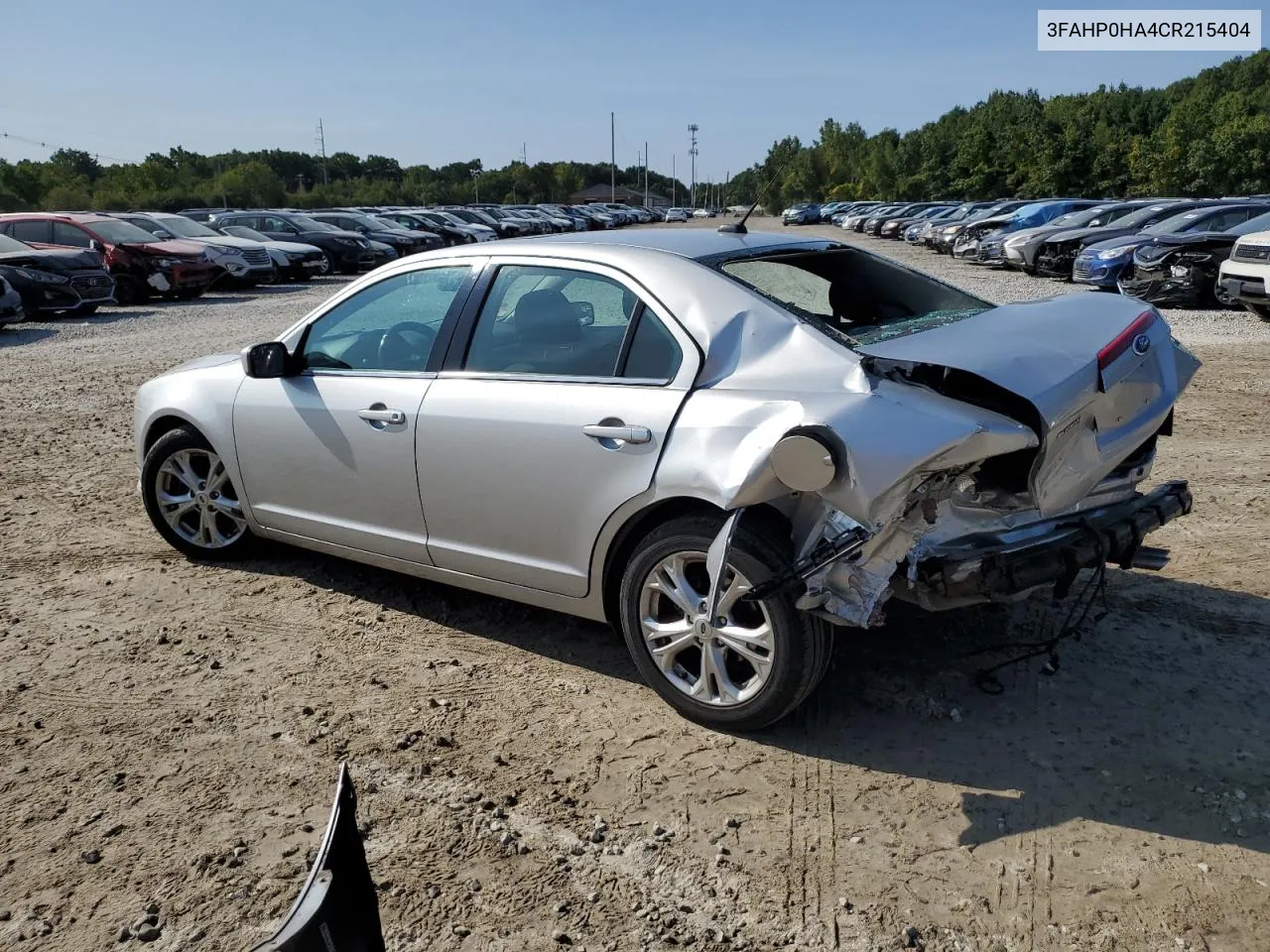 3FAHP0HA4CR215404 2012 Ford Fusion Se