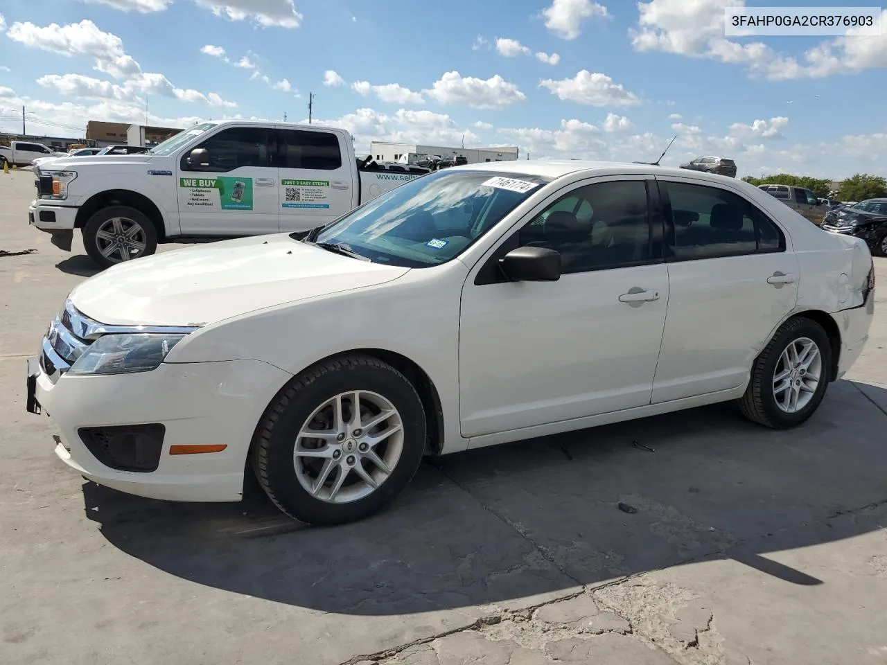 2012 Ford Fusion S VIN: 3FAHP0GA2CR376903 Lot: 71461774