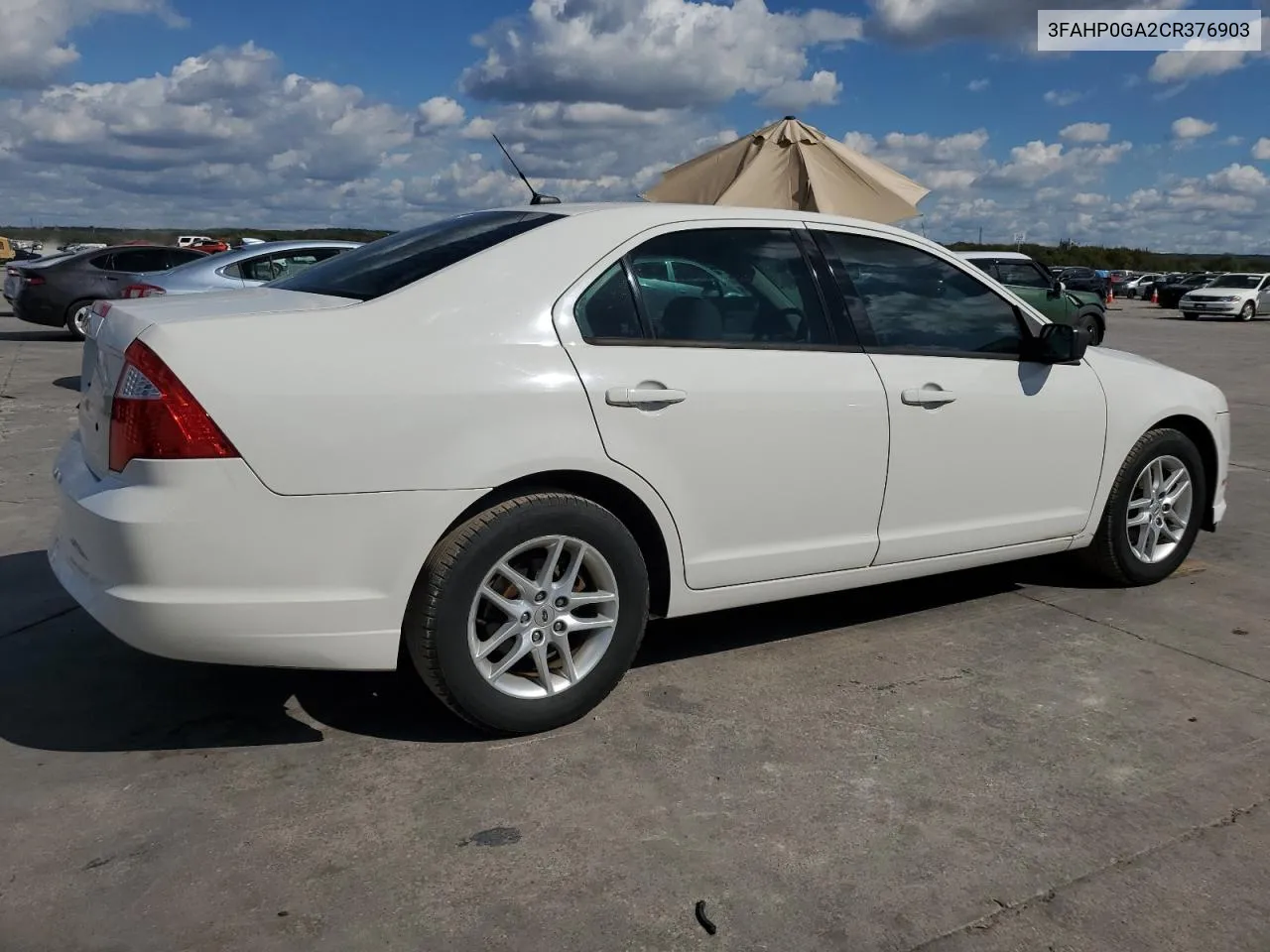 2012 Ford Fusion S VIN: 3FAHP0GA2CR376903 Lot: 71461774