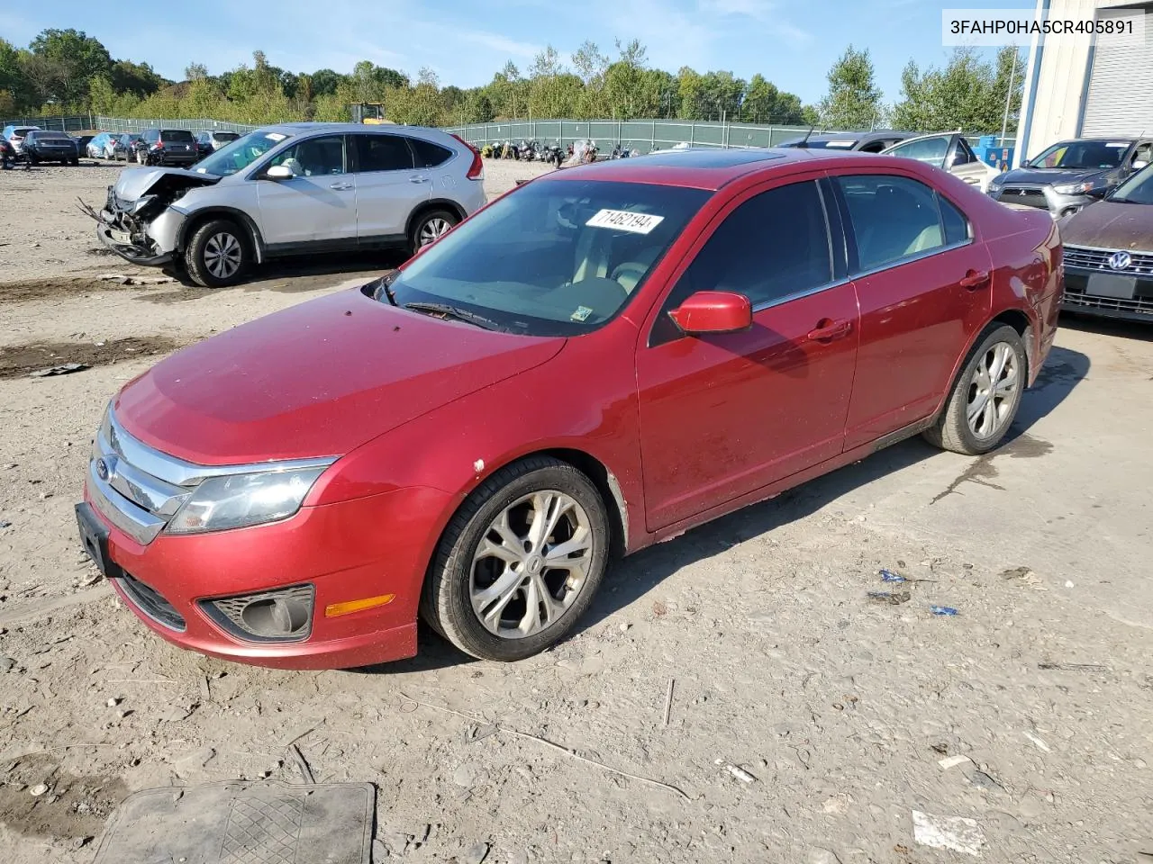 2012 Ford Fusion Se VIN: 3FAHP0HA5CR405891 Lot: 71462194