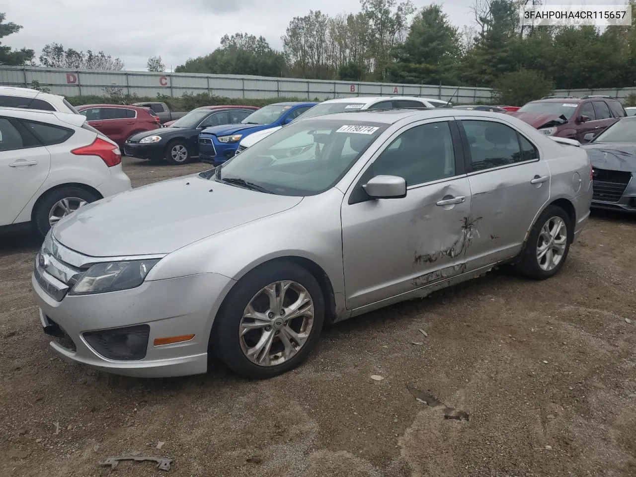 2012 Ford Fusion Se VIN: 3FAHP0HA4CR115657 Lot: 71798774