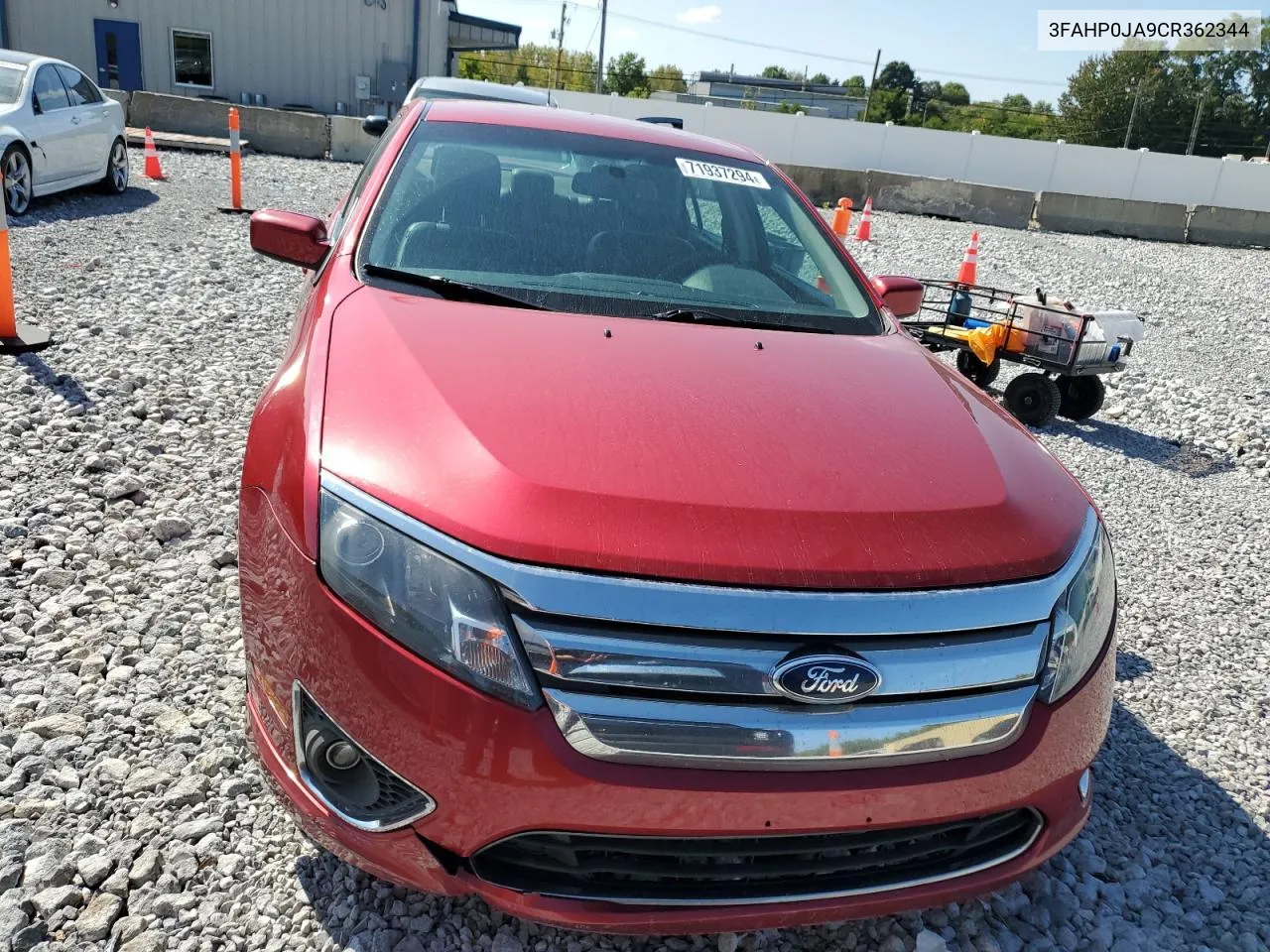 2012 Ford Fusion Sel VIN: 3FAHP0JA9CR362344 Lot: 71937294