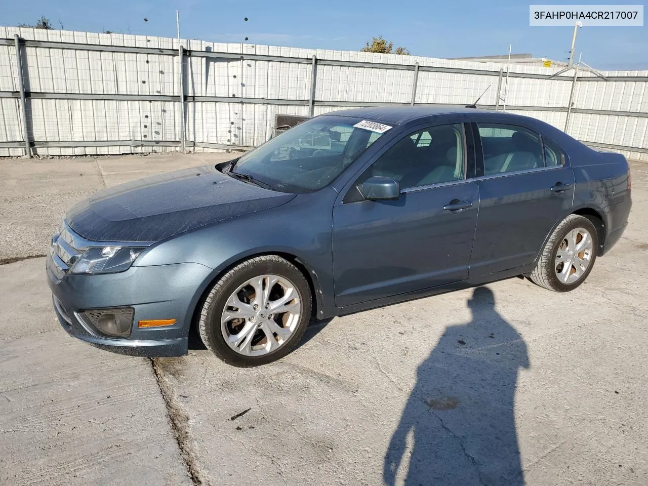 2012 Ford Fusion Se VIN: 3FAHP0HA4CR217007 Lot: 72203864