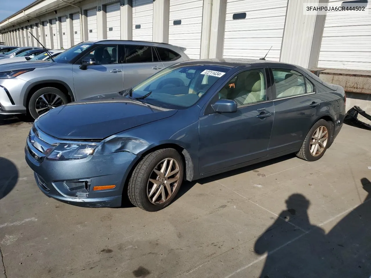 2012 Ford Fusion Sel VIN: 3FAHP0JA6CR444502 Lot: 72211434