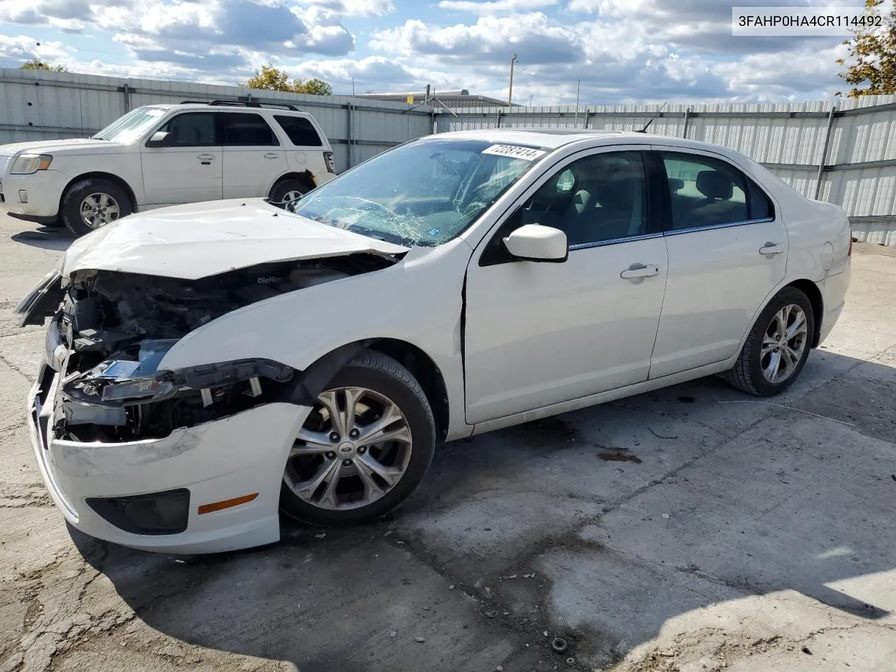 2012 Ford Fusion Se VIN: 3FAHP0HA4CR114492 Lot: 72287414