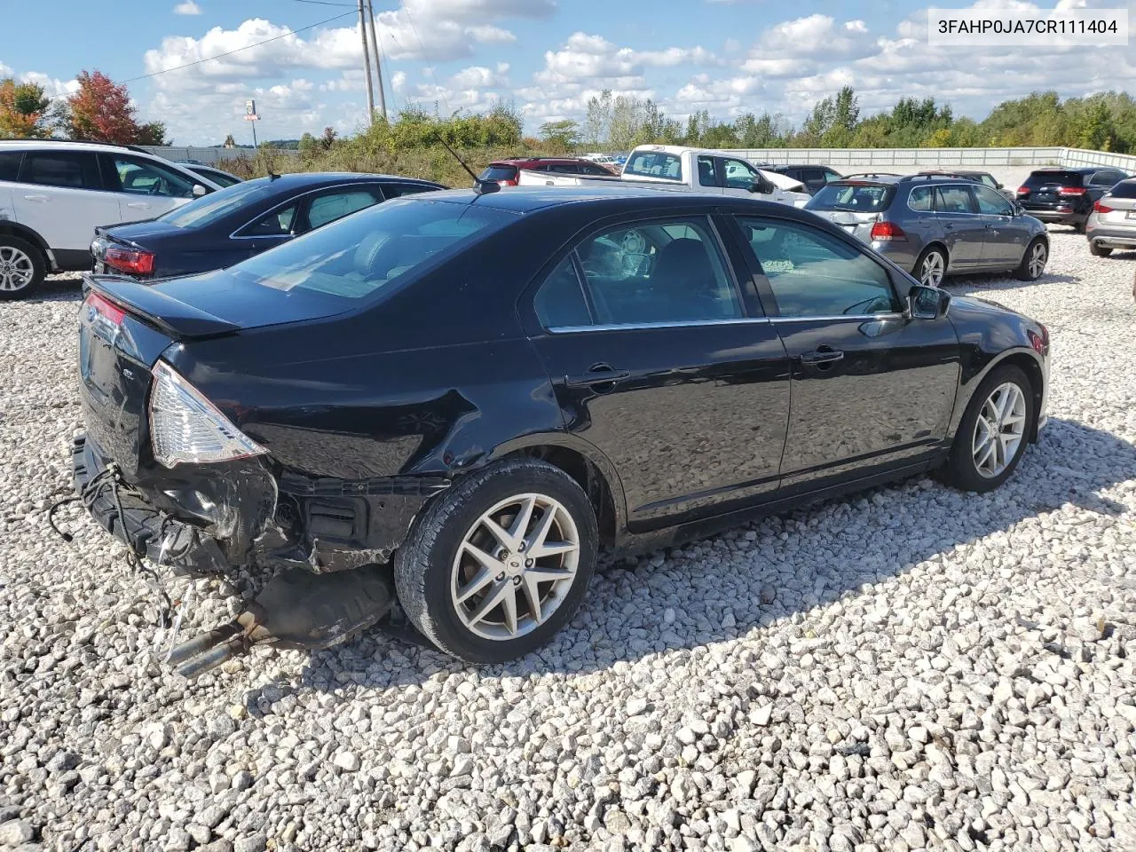 2012 Ford Fusion Sel VIN: 3FAHP0JA7CR111404 Lot: 72934884