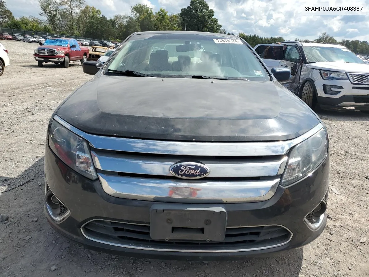 2012 Ford Fusion Sel VIN: 3FAHP0JA6CR408387 Lot: 74075974