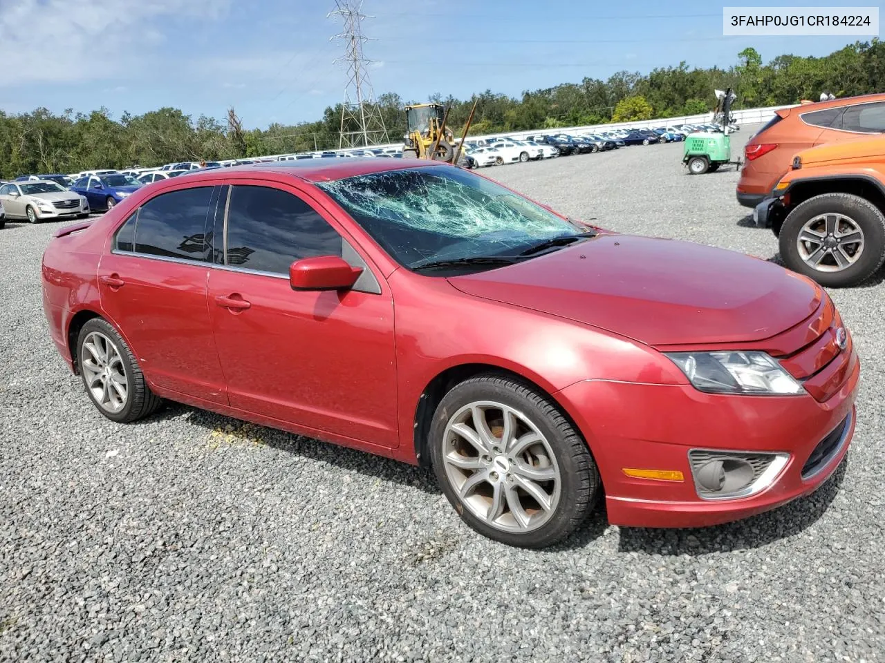 2012 Ford Fusion Sel VIN: 3FAHP0JG1CR184224 Lot: 74665094