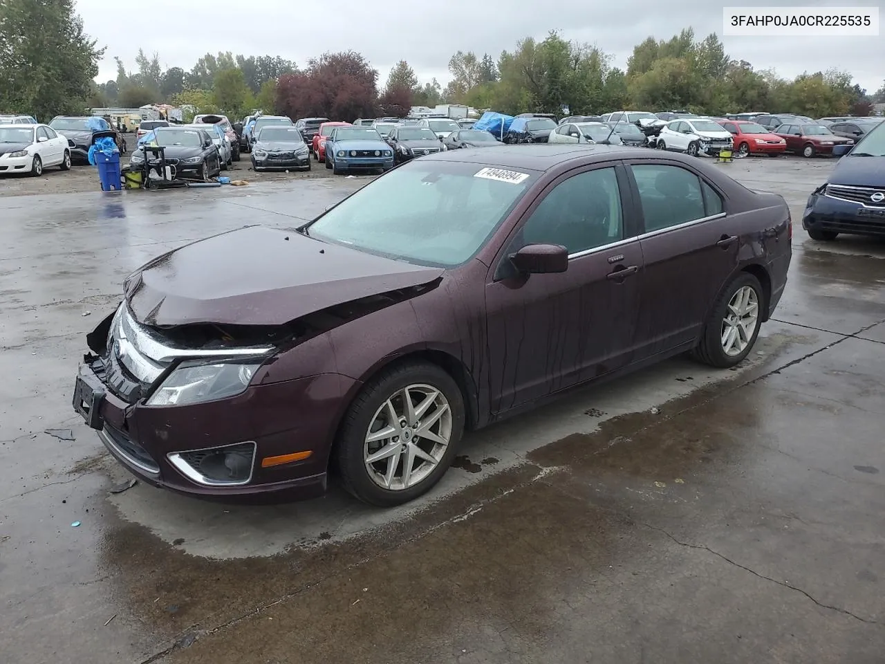 2012 Ford Fusion Sel VIN: 3FAHP0JA0CR225535 Lot: 74946994