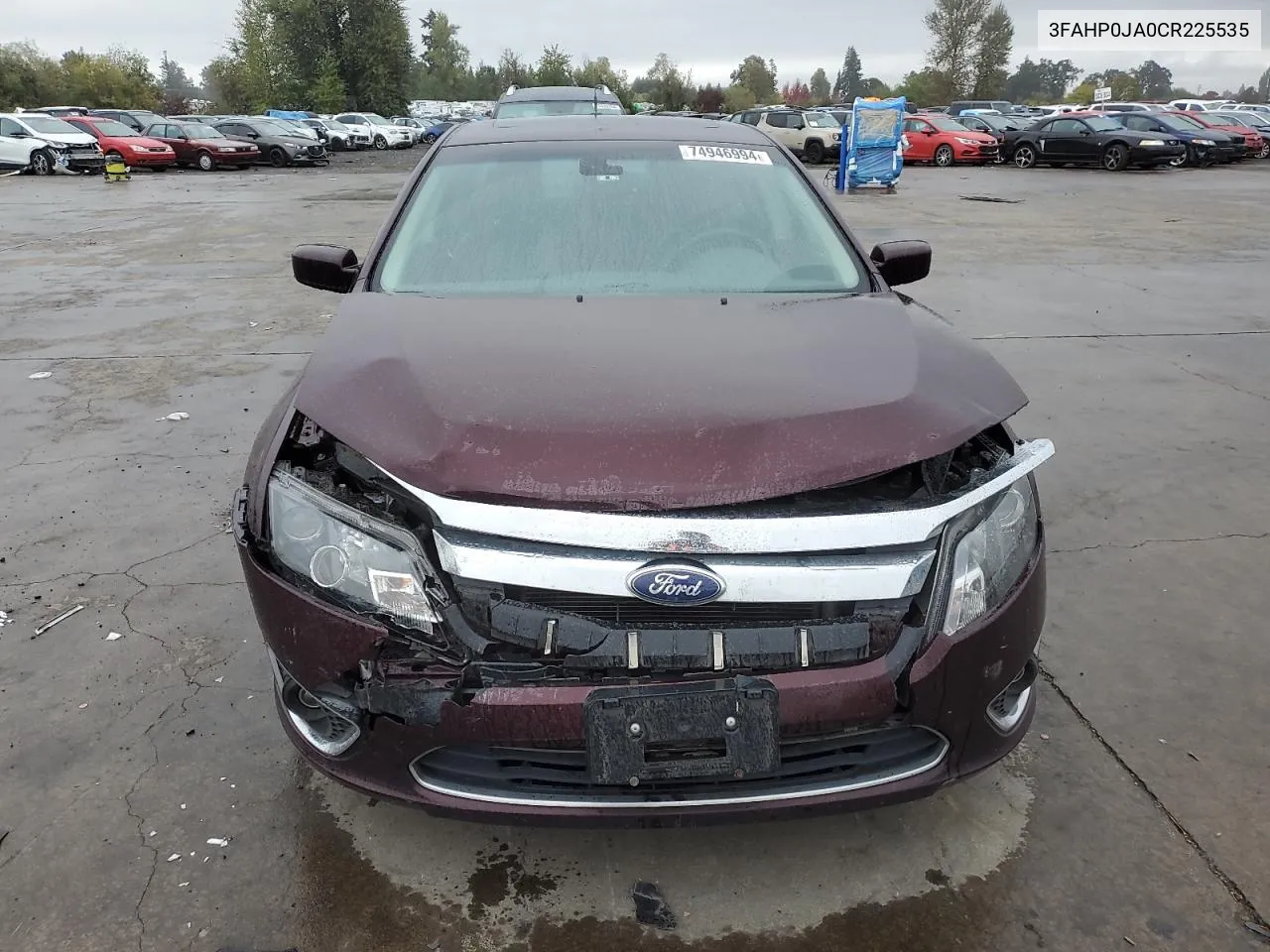 2012 Ford Fusion Sel VIN: 3FAHP0JA0CR225535 Lot: 74946994