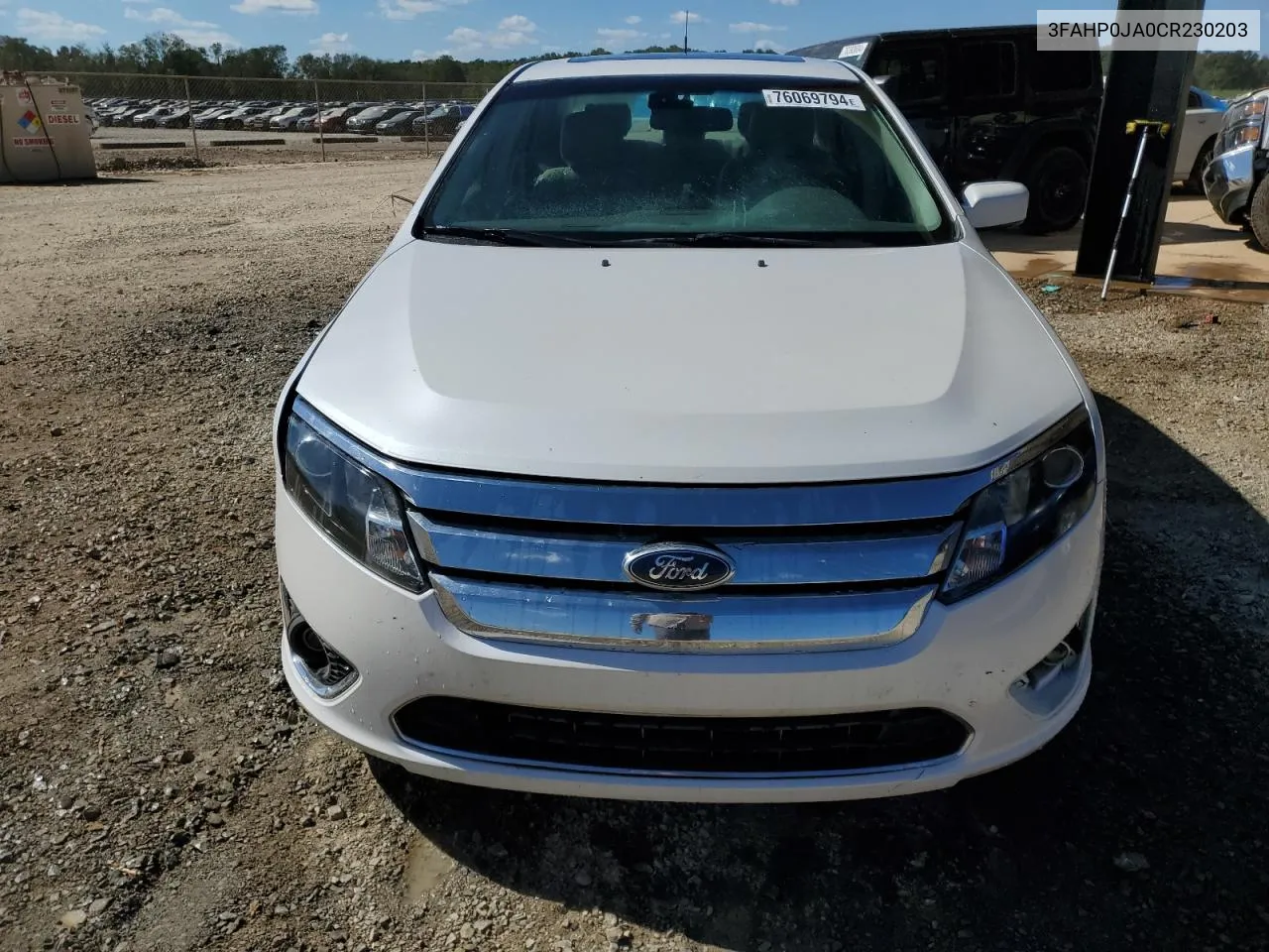 2012 Ford Fusion Sel VIN: 3FAHP0JA0CR230203 Lot: 76069794