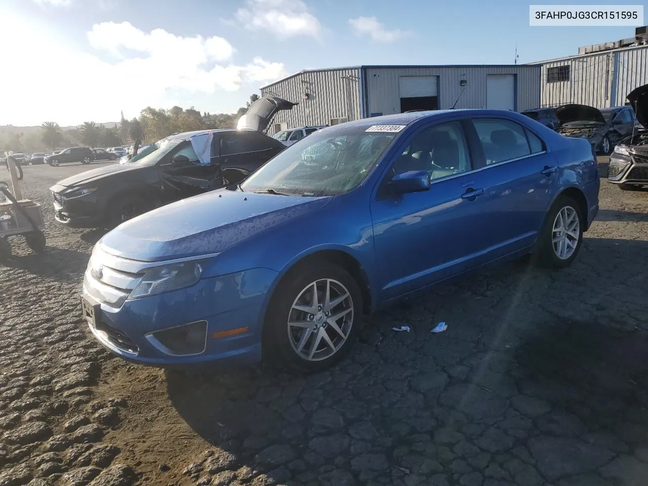 2012 Ford Fusion Sel VIN: 3FAHP0JG3CR151595 Lot: 77337304