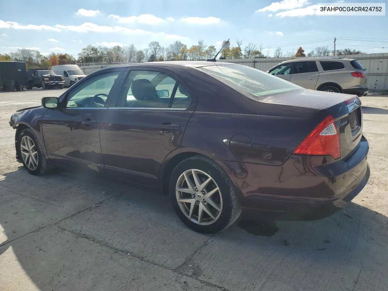 3FAHP0CG4CR424752 2012 Ford Fusion Sel