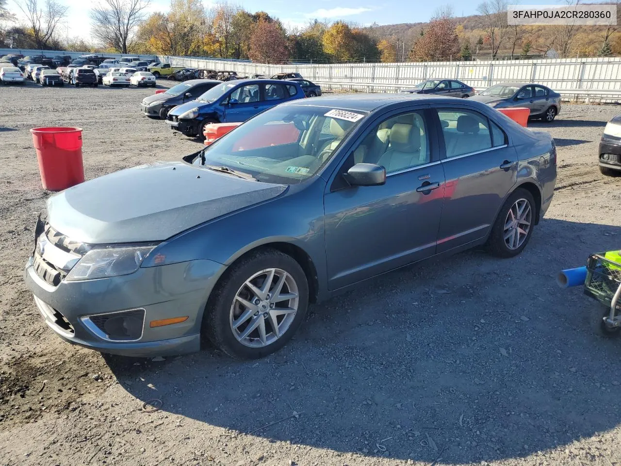 2012 Ford Fusion Sel VIN: 3FAHP0JA2CR280360 Lot: 77668224