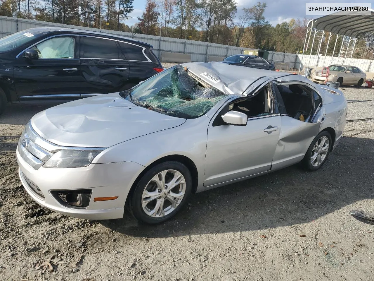 2012 Ford Fusion Se VIN: 3FAHP0HA4CR194280 Lot: 78419354