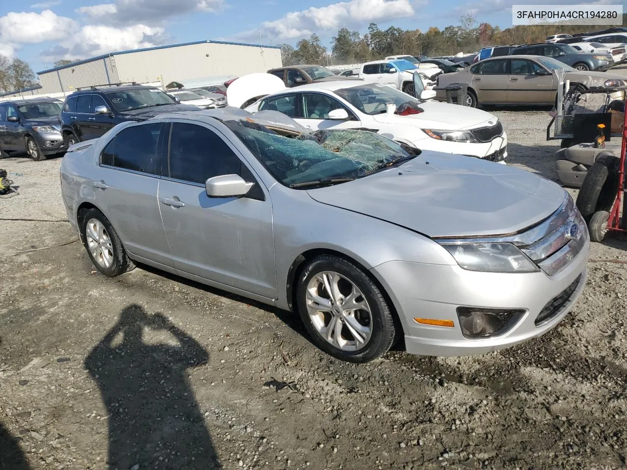 2012 Ford Fusion Se VIN: 3FAHP0HA4CR194280 Lot: 78419354