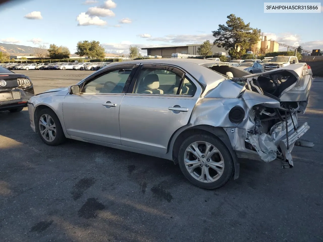 2012 Ford Fusion Se VIN: 3FAHP0HA5CR315866 Lot: 78430334