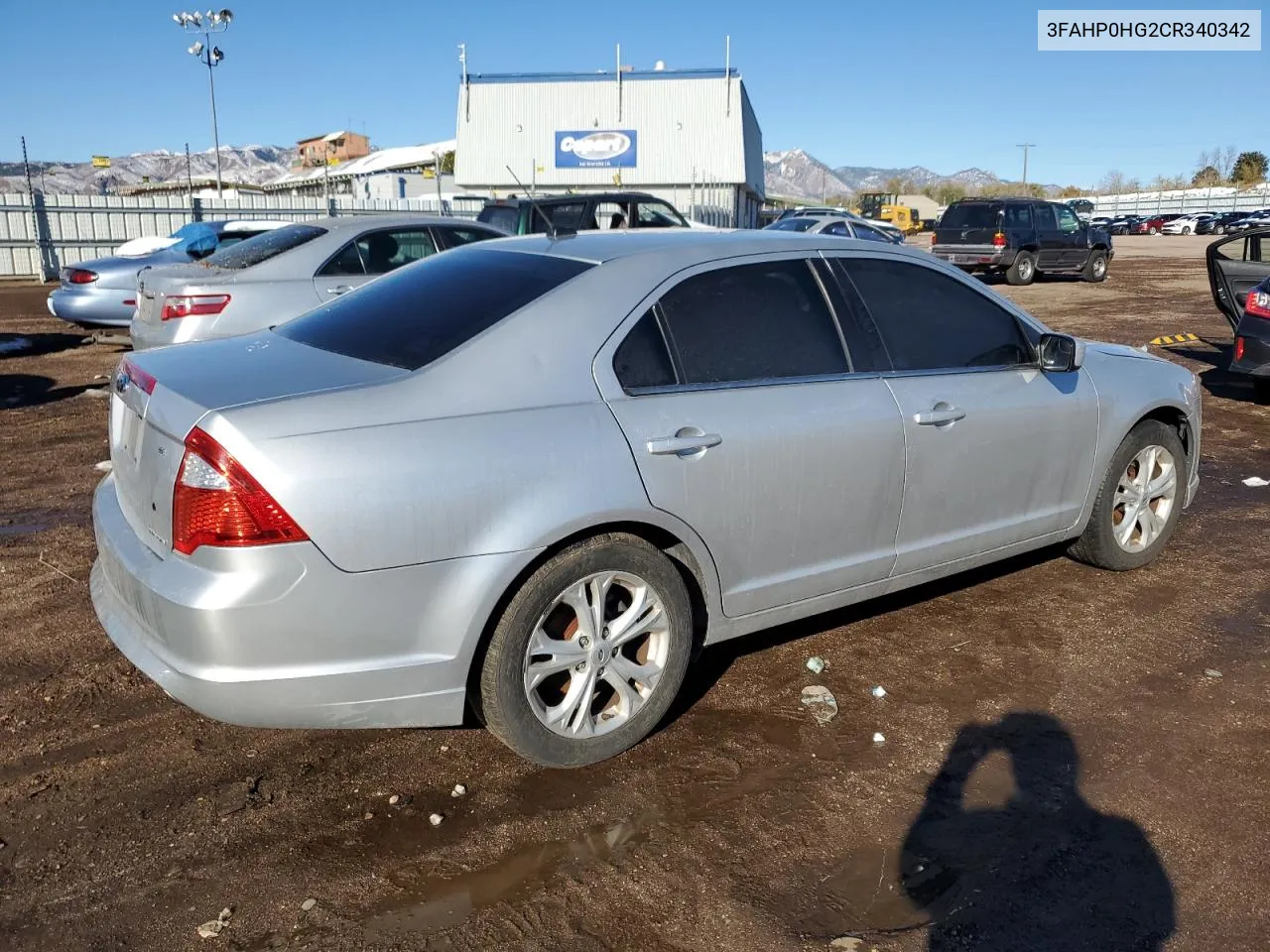 2012 Ford Fusion Se VIN: 3FAHP0HG2CR340342 Lot: 79750004