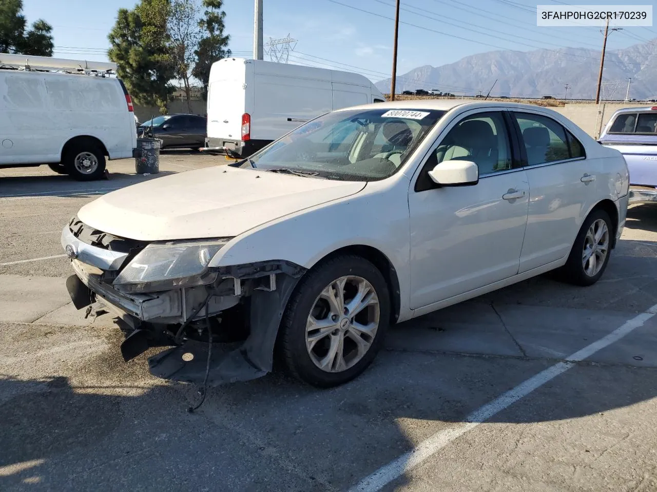 2012 Ford Fusion Se VIN: 3FAHP0HG2CR170239 Lot: 80070744