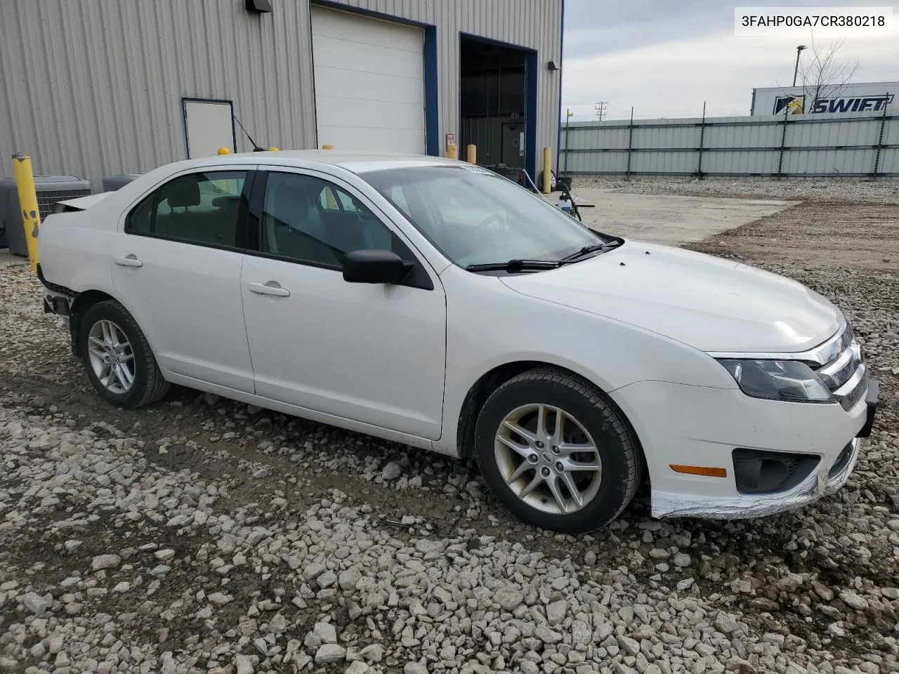 2012 Ford Fusion S VIN: 3FAHP0GA7CR380218 Lot: 80539444