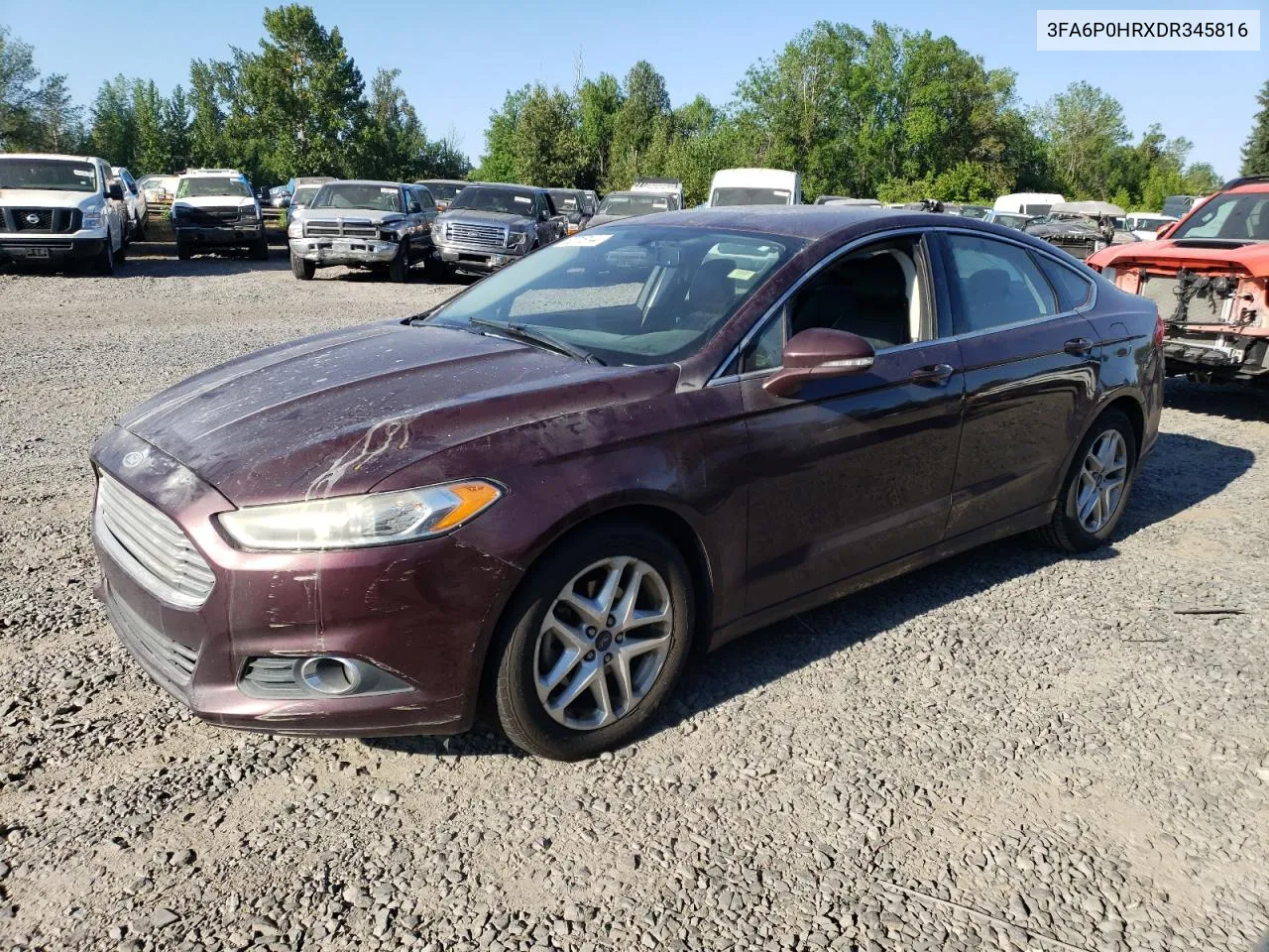 2013 Ford Fusion Se VIN: 3FA6P0HRXDR345816 Lot: 62718144