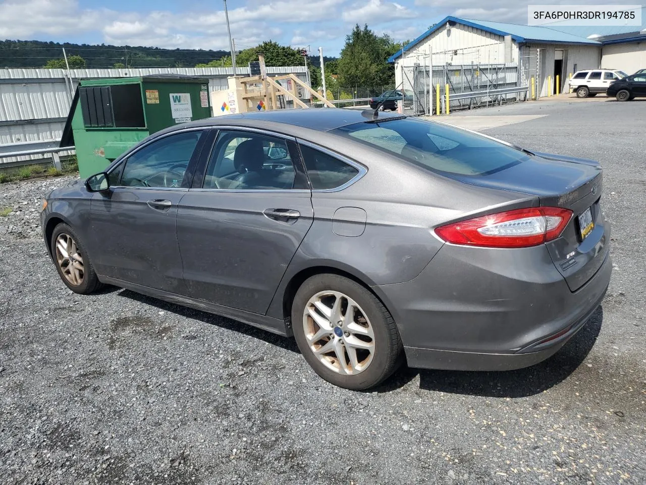 2013 Ford Fusion Se VIN: 3FA6P0HR3DR194785 Lot: 67848534