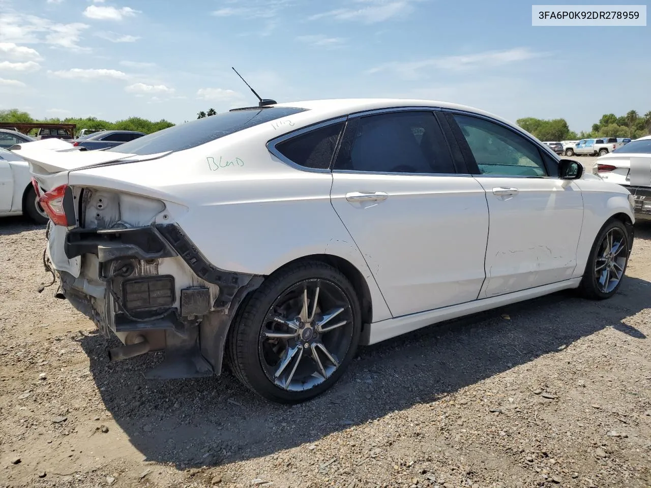 2013 Ford Fusion Titanium VIN: 3FA6P0K92DR278959 Lot: 68354614