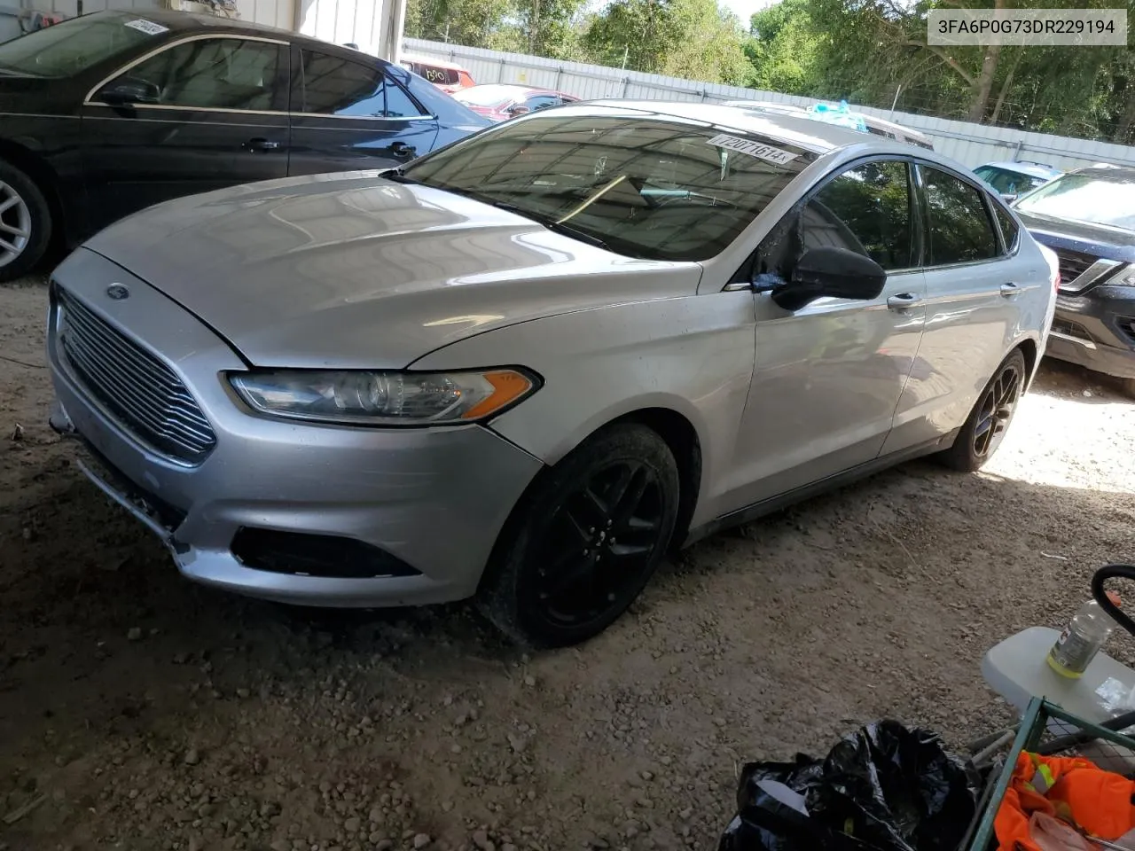 2013 Ford Fusion S VIN: 3FA6P0G73DR229194 Lot: 72071614