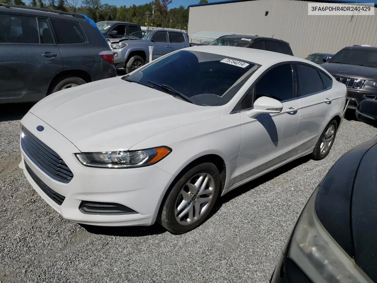 2013 Ford Fusion Se VIN: 3FA6P0HR4DR240429 Lot: 75754314