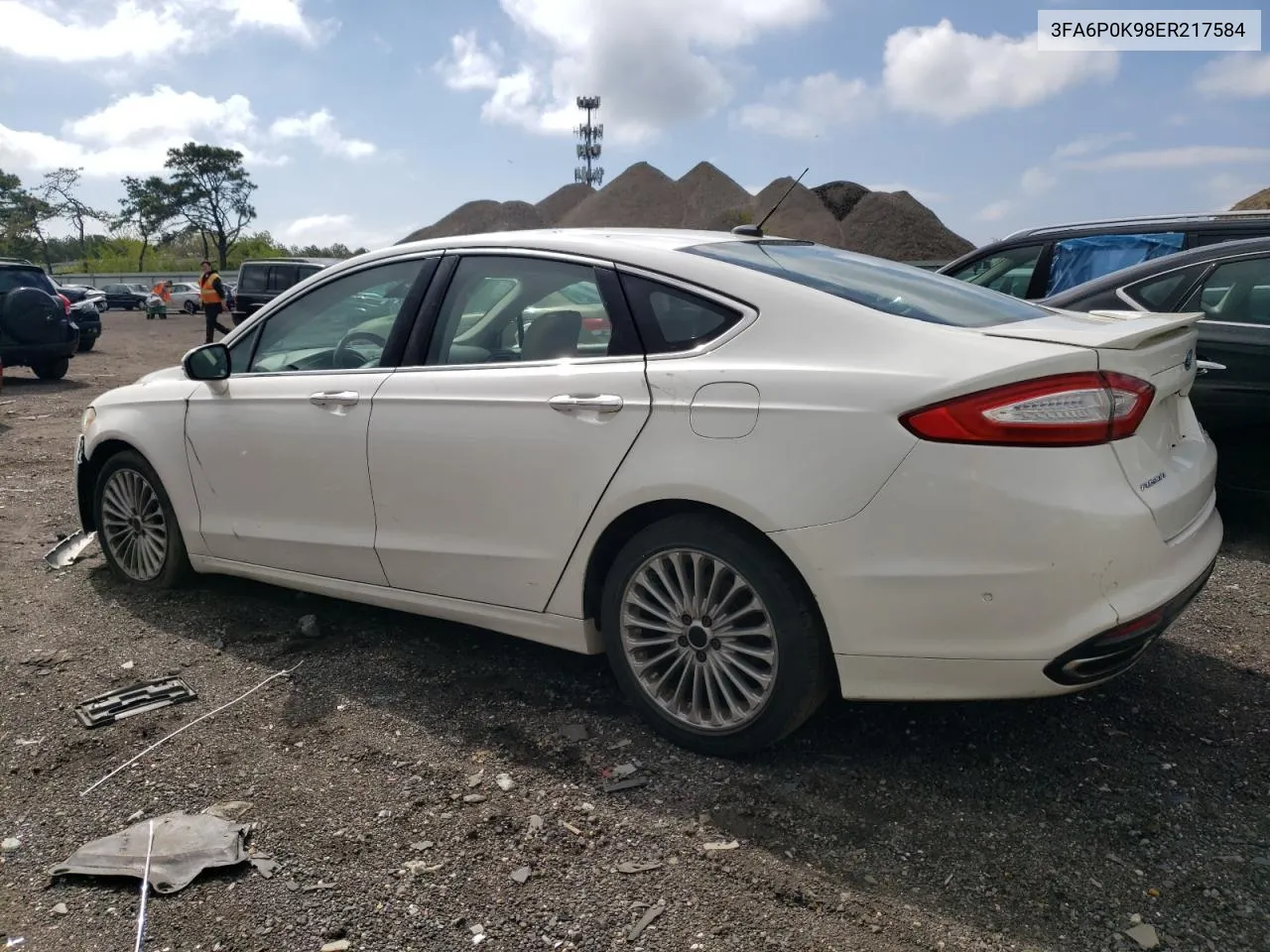 2014 Ford Fusion Titanium VIN: 3FA6P0K98ER217584 Lot: 54592664