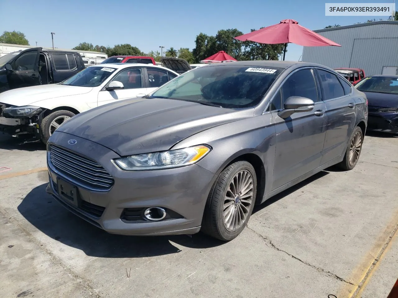 2014 Ford Fusion Titanium VIN: 3FA6P0K93ER393491 Lot: 60943944