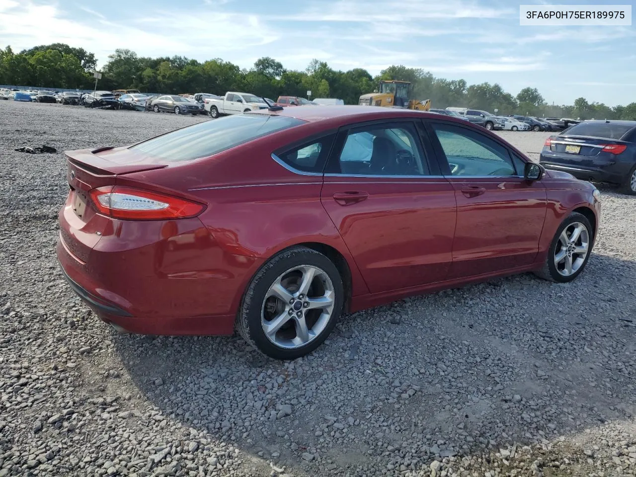 2014 Ford Fusion Se VIN: 3FA6P0H75ER189975 Lot: 65734144