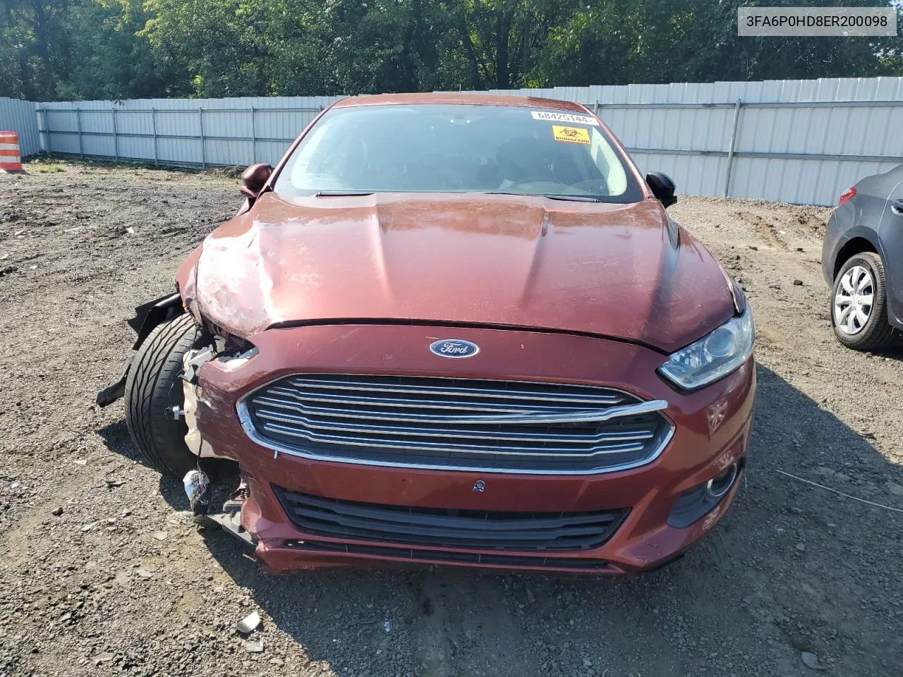 2014 Ford Fusion Se VIN: 3FA6P0HD8ER200098 Lot: 68425144