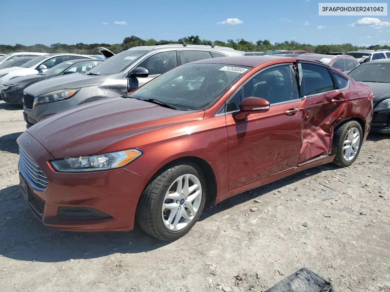 2014 Ford Fusion Se VIN: 3FA6P0HDXER241042 Lot: 71265004