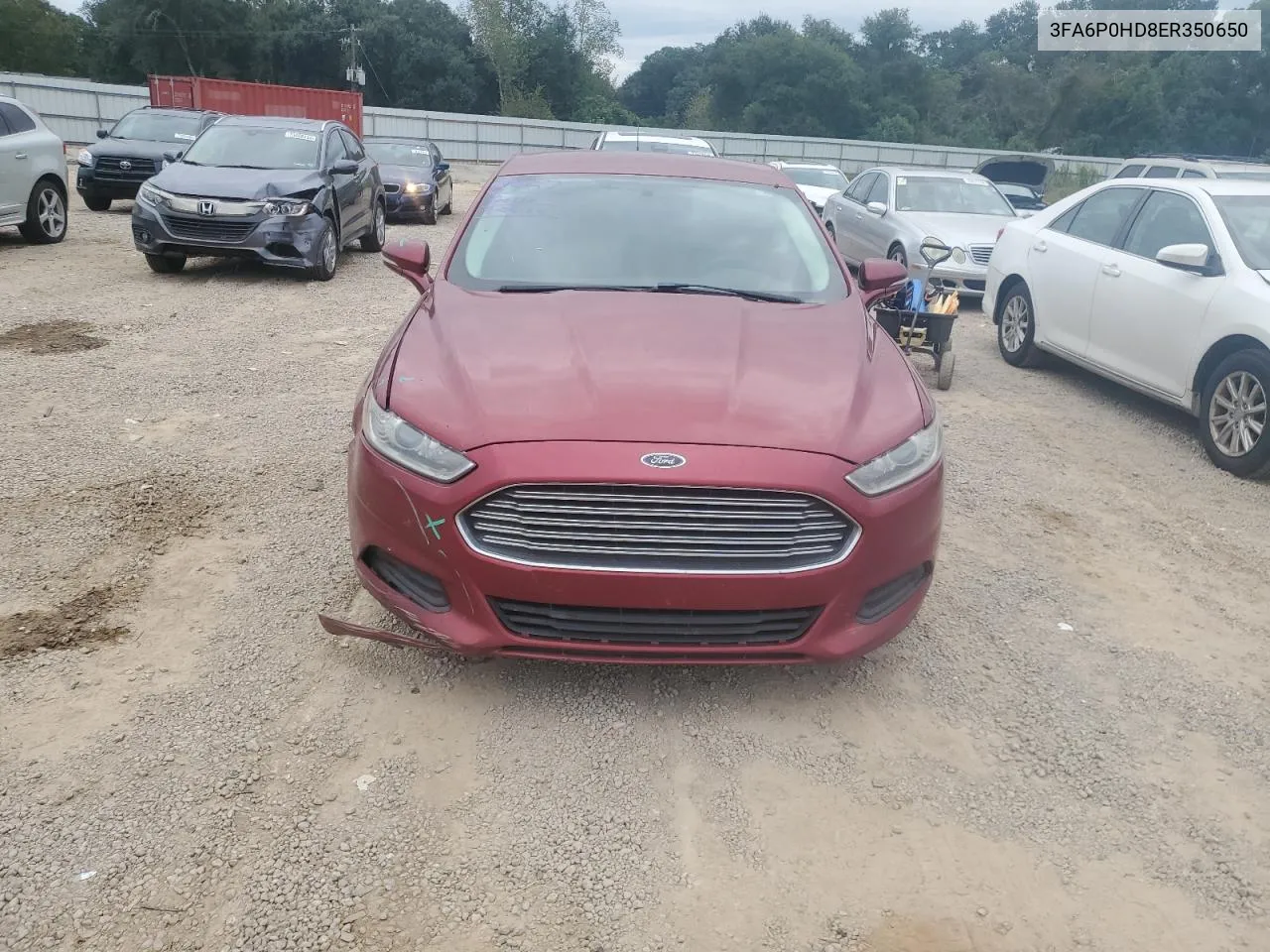 2014 Ford Fusion Se VIN: 3FA6P0HD8ER350650 Lot: 73961394