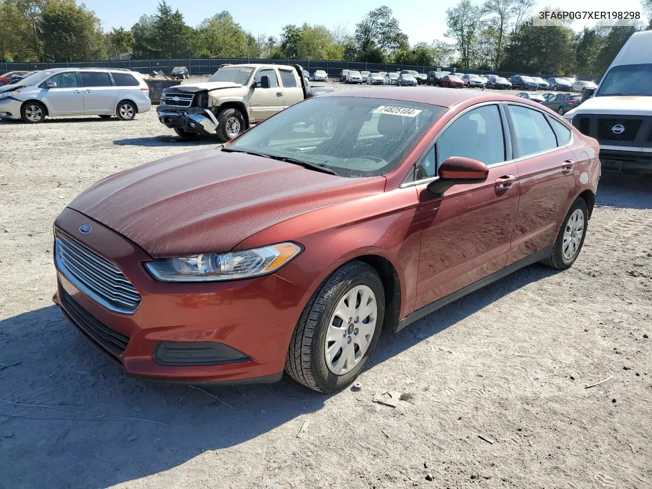 2014 Ford Fusion S VIN: 3FA6P0G7XER198298 Lot: 74825104